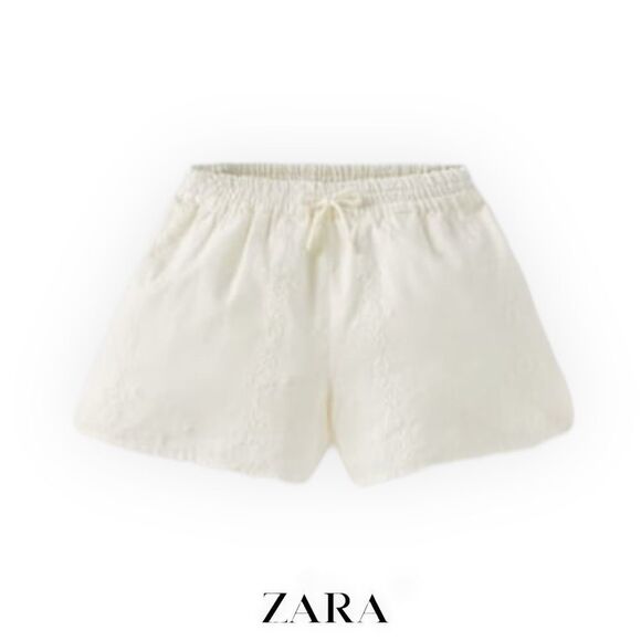 ZARA Kids | Ecru | EMBROIDERED SHORTS - Picture 1 of 8